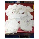 Vintage linens box lot some stains