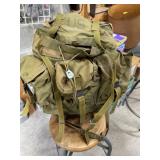 Vintage US military field pack with gear inside