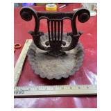 Antique cast iron music theme shoe scraper 9x11x8