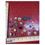 Vintage world coins/tokens and pins