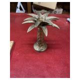 Brass palm tree candlestick 7 inches tall