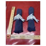2 wooden? dolphin napkin rings, cloth napkins