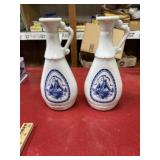 Pair 10-inch Jim Beam DELFT decanters