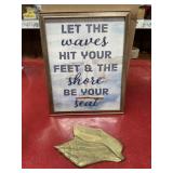 Beach lot framed sign and metal conch wall art