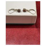 Gold tone with red gem stone pierced earrings