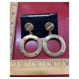 Gold tone big ring pierced earrings