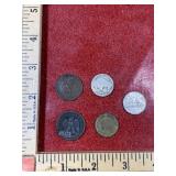 5 vintage world coins