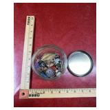 Glass jar full with vintage miscellaneous