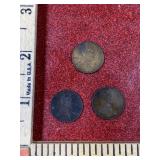 3 vintage wheat pennies
