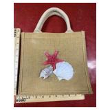 100% Jute mini tote bag with seashells