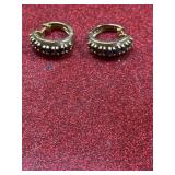 Vintage .925 pierced earrings with dark stones