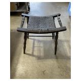 Vintage wooden stool with woven seat 12x19x18