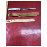 Vintage knife and leather sheath