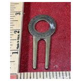Vintage brass golf divot repair tool, engraved