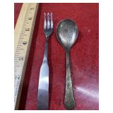 Serving utensils, silver plate and stainless