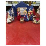 Cloth nativity set, missing baby Jesus