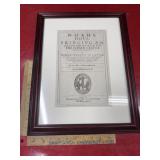 Vintage framed art Noah's dove bringing olive of
