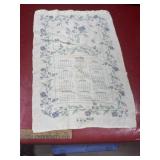 Vintage calendar 1996 tea towel