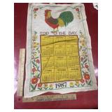 Vintage calendar 1987 tea towel