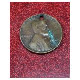 1940 wheat cent with hole