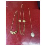 3 gold tone necklaces various lengths