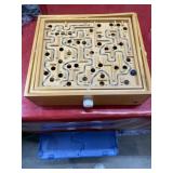 Vintage wooden labyrinth game with 2 marbles