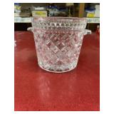 Vintage glass ice bucket with handles 5 inches