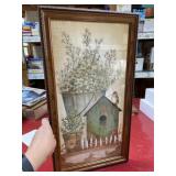 12x22 framed art garden birdhouse theme
