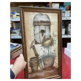 12x22 framed art garden birdhouse theme
