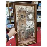 12x22 framed art garden birdhouse theme
