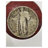 .90 silver 1928 US Standing Liberty quarter