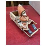 Vintage handmade Santa with sleigh