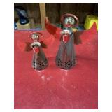 2 vintage metal angel candlestick holders