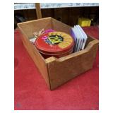 Handmade 9x16x6 wooden box with mixed items