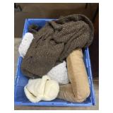 Assorted pillows and blankets box