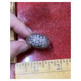Silver tone ring with clear gems size 10