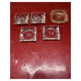 5 vintage glass ashtrays