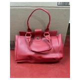 Red leather handbag unknown maker