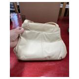 Beige leather handbag