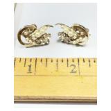 Vintage gold tone earrings with clear stones and