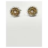 Vintage Gold and silver tones screw back earrings