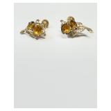 Vintage gold tone screw back earrings with yellow