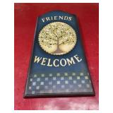 Friends Welcome wooden wall plaque 9 x 18 inches