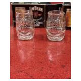 2 Jim Beam barrel shape shot glasses