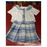 Little girl skirt, blouse, and tie set light blue