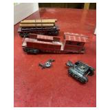 Railroad cars , one needs repair, unknown scale