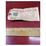 Vintage National Electric Products Corp. tag