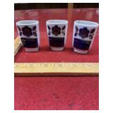 3 Hand painted vodka shot glasses from the Soviet