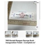 1981 Reagan Bush Inauguration Ticket with stub