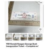 1981 Reagan Bush Inauguration Ticket with stub